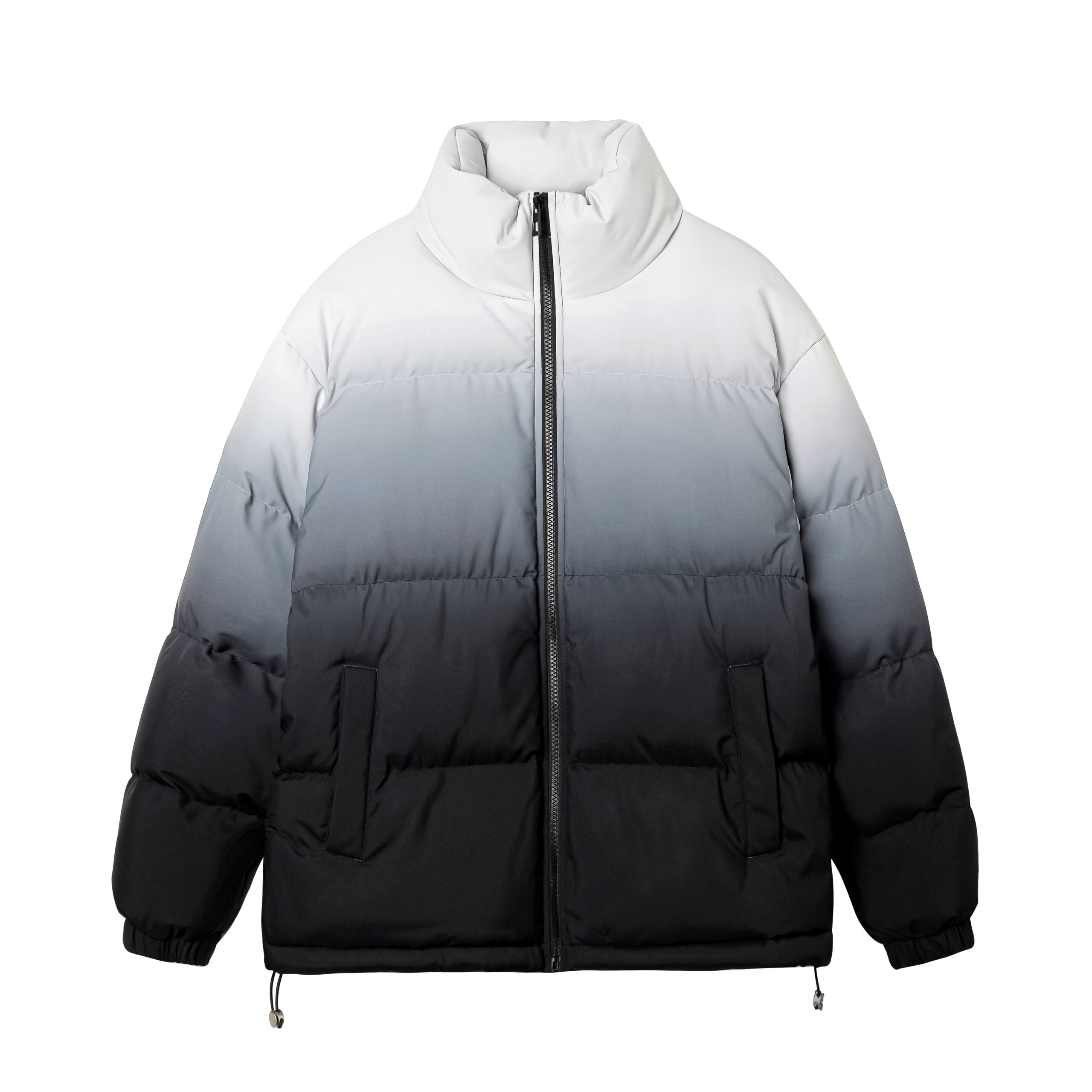 Men's windproof warm padded jacket, gradualcolor zipper hooded casual coat - Image 2